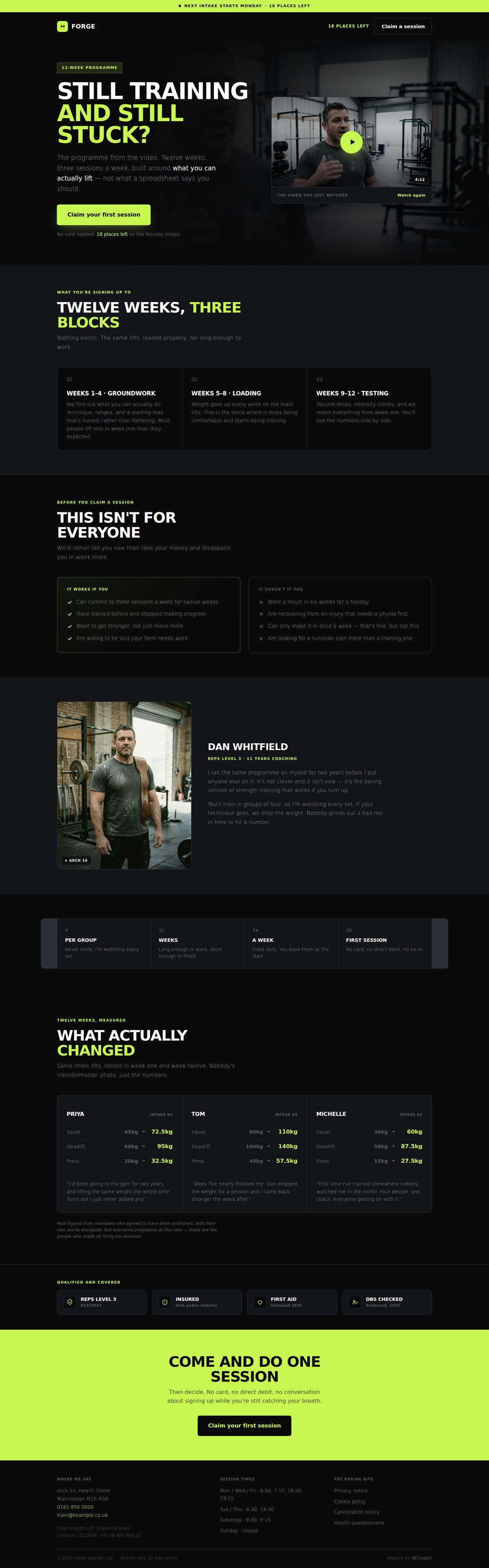 The full gym campaign page