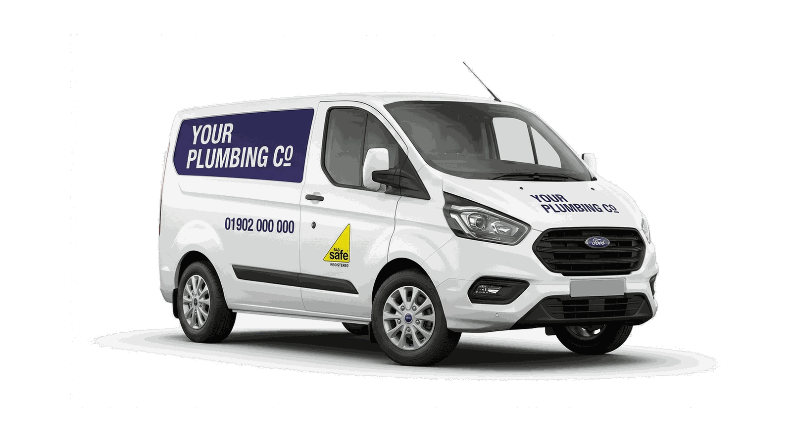 Liveried plumbing van with Gas Safe registered badge